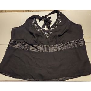 Lane Bryant rhinestone halter top side zip SZ 26